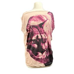 Stella McCartney Lynx Big Cat Graphic Slouchy Tee Size EU 42 US Medium
